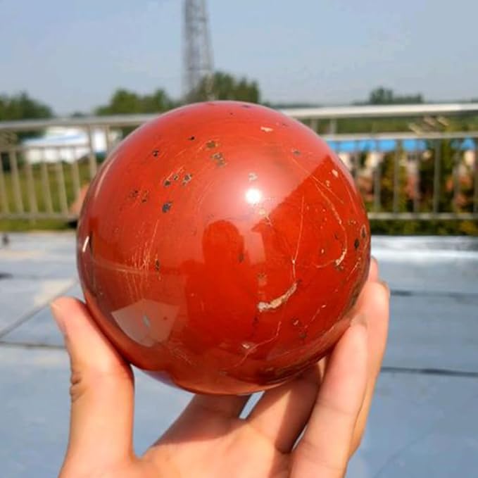 6-7CM/2.36-2.76inch Magical Natural Red Jasper Stone Ball Quartz Crystal Mineral Reiki Treatment Home Office Degaussing Decoration Collection Sphere (Red Jasper, 60-70mm)