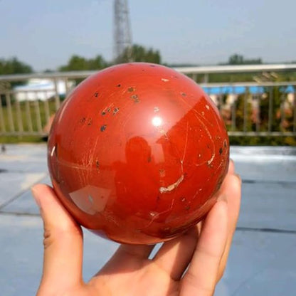 6-7CM/2.36-2.76inch Magical Natural Red Jasper Stone Ball Quartz Crystal Mineral Reiki Treatment Home Office Degaussing Decoration Collection Sphere (Red Jasper, 60-70mm)