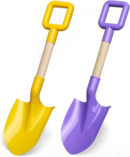 Dilabnba 16Inch Kids Beach Spades Sand Shovels, Jumbo Sturdy Wood Handle ABS Plastic Shovels Scoops Tools for Digging Beach Sandbox Snow, Sandbox Garden Toys Set for Toddlers Kids 3-10(2PCS)