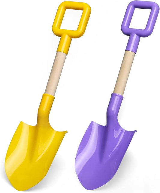 Dilabnba 16Inch Kids Beach Spades Sand Shovels, Jumbo Sturdy Wood Handle ABS Plastic Shovels Scoops Tools for Digging Beach Sandbox Snow, Sandbox Garden Toys Set for Toddlers Kids 3-10(2PCS)