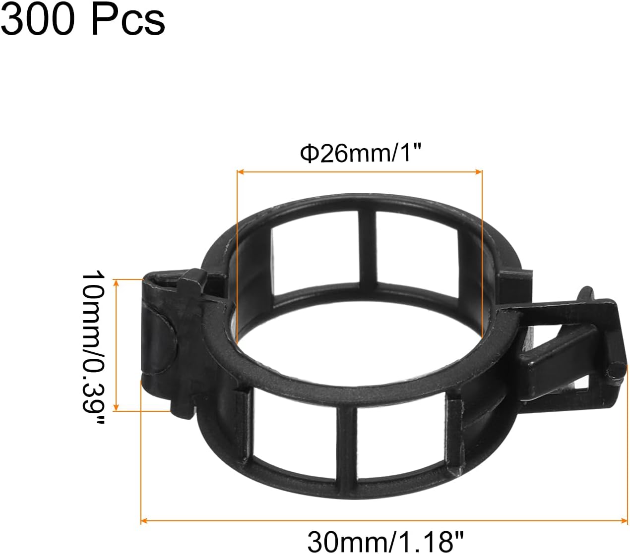 MECCANIXITY 300 Pcs Garden Plant Clips Fixing Clips Black 26mm Adjusting Plant Lever Loop Clips for Supporting Flower Vine Vegetables Climbing Plant Plant Stems