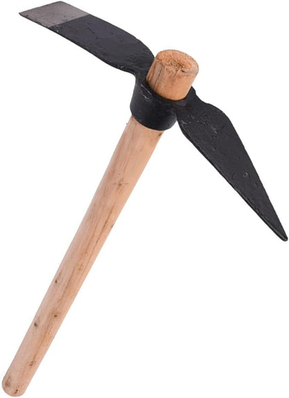 Garden Pick Mattock Hoe, 15.7" High Carbon Steel Dual-Use Tool with Wood Handle for Digging Weeding Soil Cultivation Gardening Farming‌