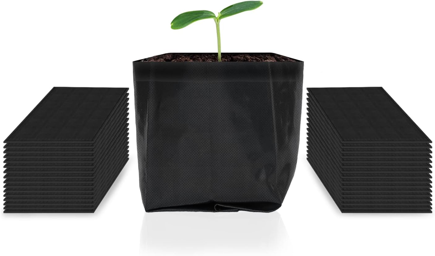 AC Infinity Nursery Bags 1/2 Gallon, Non-Woven Fabric Growing Pouches, 50-Pack Biodegradable Plant Pots for Seed Starting, Soil Transplant, Home Garden Supply