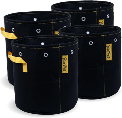 BudPots for Optimal Plant Growth | 5 Gallon Fabric Pots (18.9L) | 4-Pack | Metal Reinforced Rim - Sturdy & Never Collapses | Promotes Dense & Healthy Roots | Low Stress Training | Reusabe