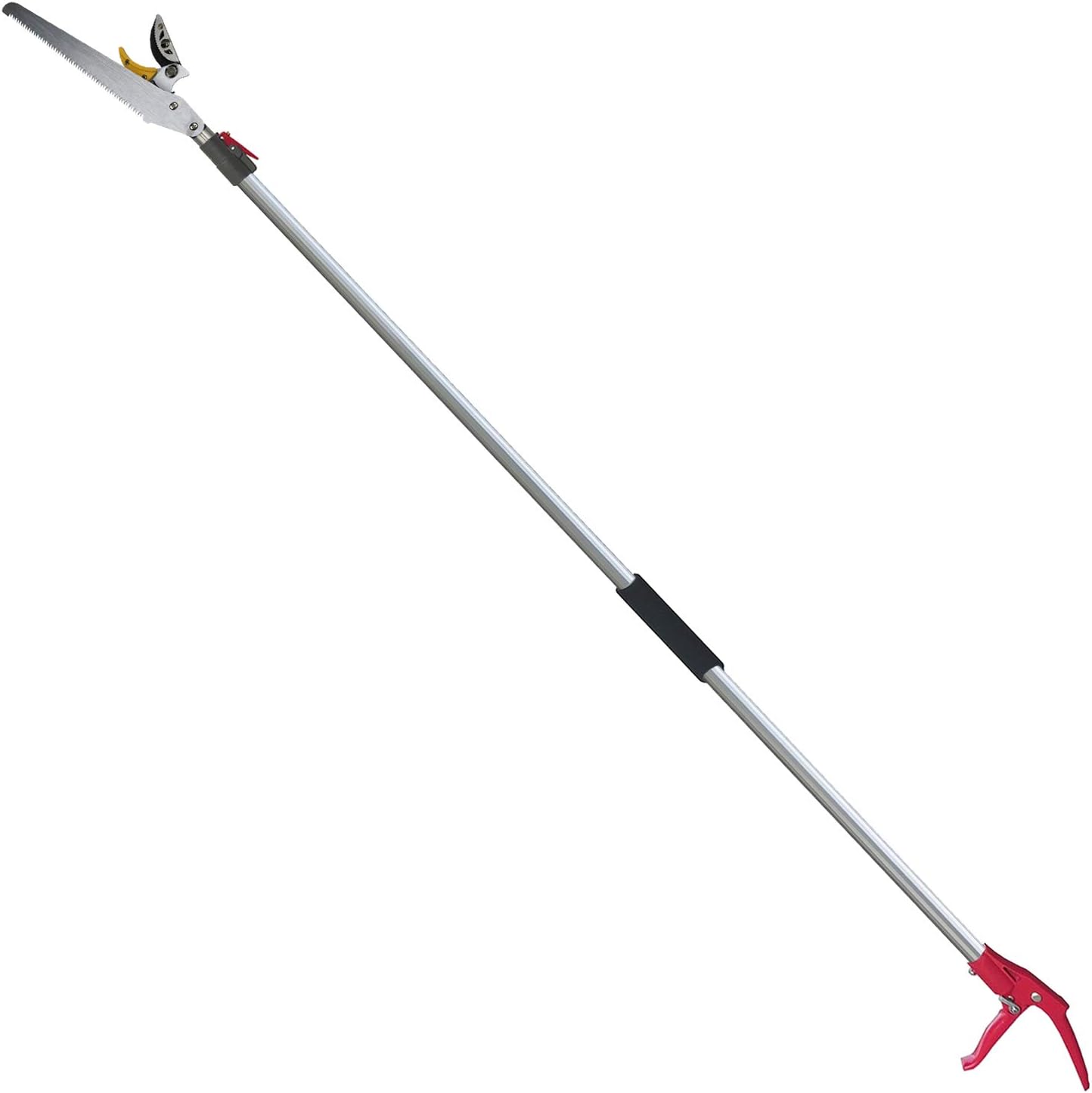 7.6-13 Foot 2 Sections Extendable Tree Trimmers with 4 Nodes Adjustment, Cut and Hold Pruners, Long Reach Pole Saw Pruning Shears, Telescopic Fruit Picker, Branch Clippers Garden Bypass Loppers