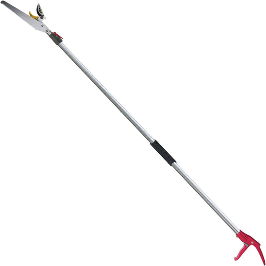 7.6-13 Foot 2 Sections Extendable Tree Trimmers with 4 Nodes Adjustment, Cut and Hold Pruners, Long Reach Pole Saw Pruning Shears, Telescopic Fruit Picker, Branch Clippers Garden Bypass Loppers