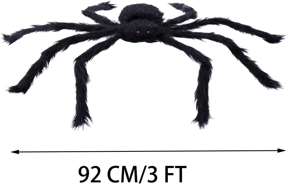 Halloween Giant Spider, 3.0FT Large Foldable Spider Fake Hairy Spider Scary Decorations Halloween Spider Outdoor Yard