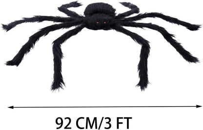 Halloween Giant Spider, 3.0FT Large Foldable Spider Fake Hairy Spider Scary Decorations Halloween Spider Outdoor Yard