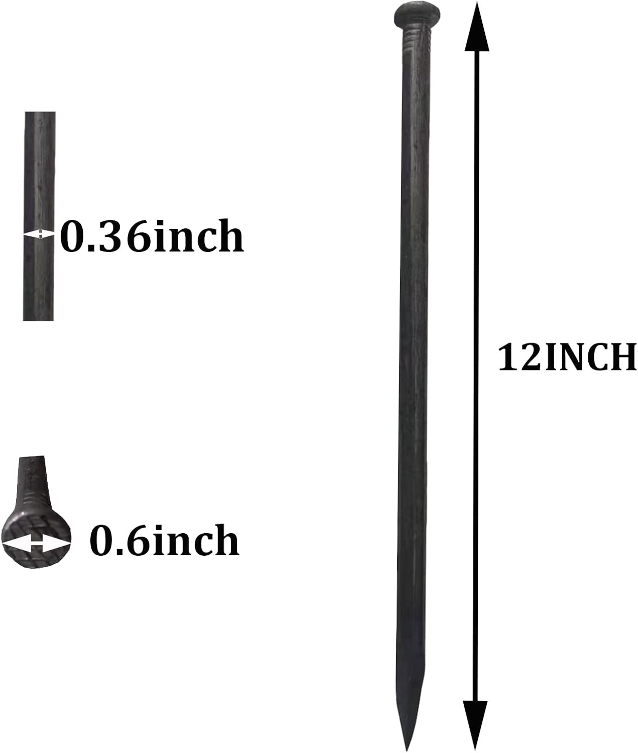 Metal Landscape Stakes,12Inch 25Pcs Landscape Edging Anchoring Spikes for Tent Spikes,Paver Edging,Artificial Turf Stakes,Tent and More (25)