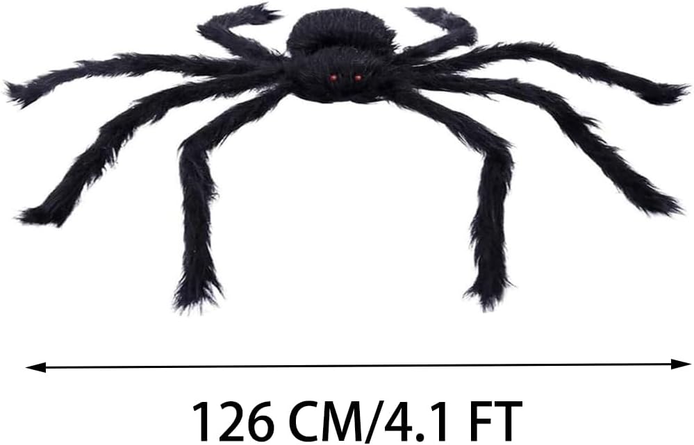 Halloween Giant Huge Spider, 4.1FT Large Foldable Spider Fake Hairy Spider Scary Decorations Halloween Spider Outdoor Yard