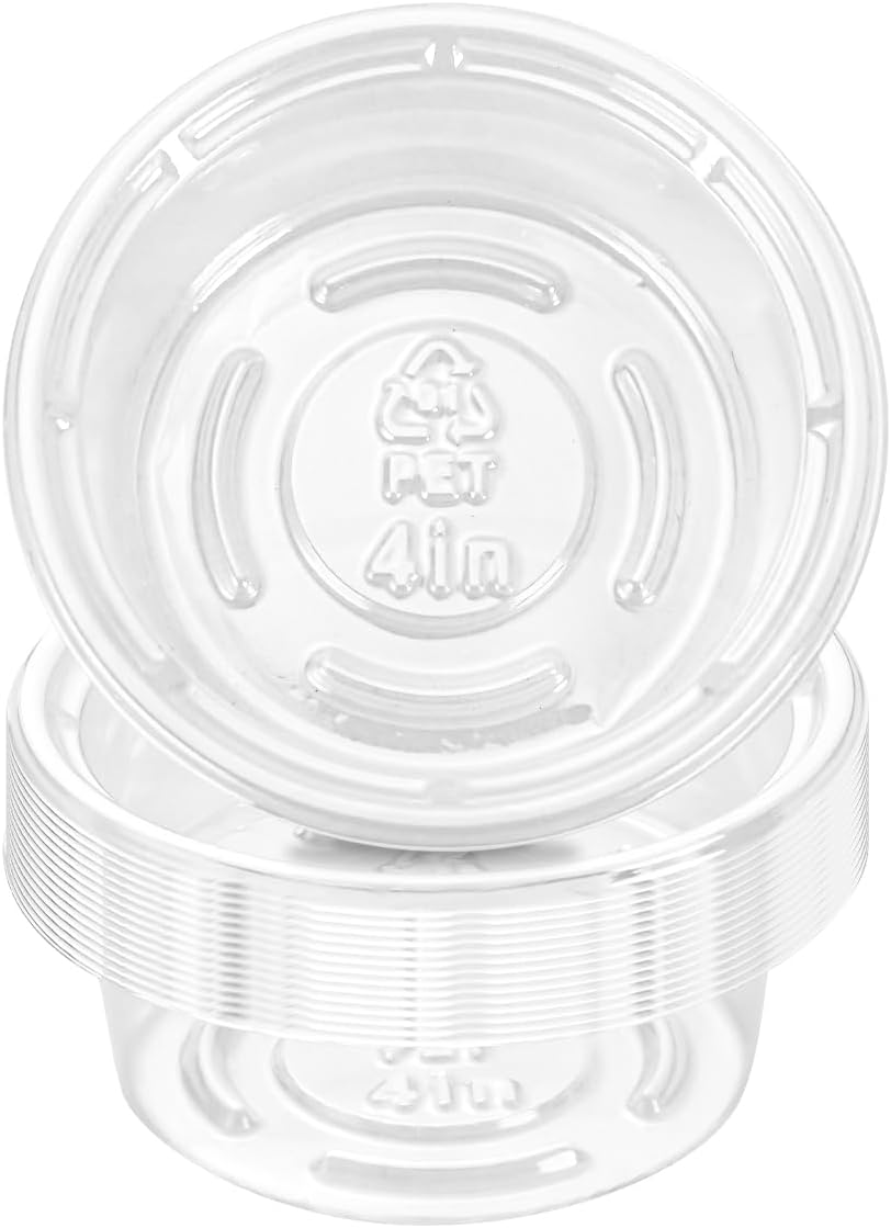 Plant Saucer 50 Pack Plant Trays for Pots 4 Inch Plastic Plant Saucers for Outdoors and Indoors Clear Drip Trays for Potted Plants Flower Pot Plates to Catch Water Plant Drainage Dishes No Holes