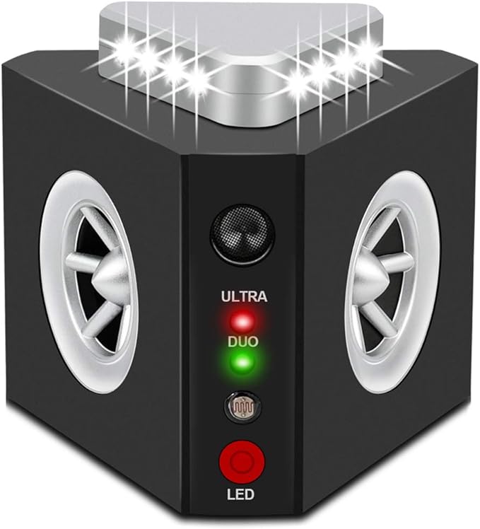 Rodent Repellent Ultrasonic Plug-in Indoor Mouse Repellent Rat Mice Deterrent Ultrasonic Pest Repeller with 12 Strobe Lights and 4 Sounds Mode for RV Garage Attic