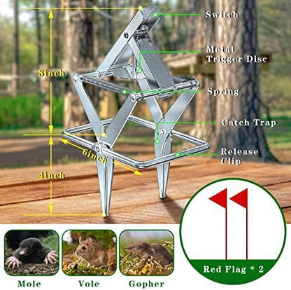 Mole Traps That Kill Best, Scissor for Lawns Vole Traps Outdoor Use, Mole Trap Easy to Set Galvanized Steel Reusable Quick Capture Gopher