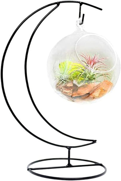 SGrace Ornament Display Stand Holder Home Wedding Decoration Rack for Hanging Glass Globe Pot Stand Iron Pothook Stand Terrarium Witch Ball (1, 9.8"x4.7")