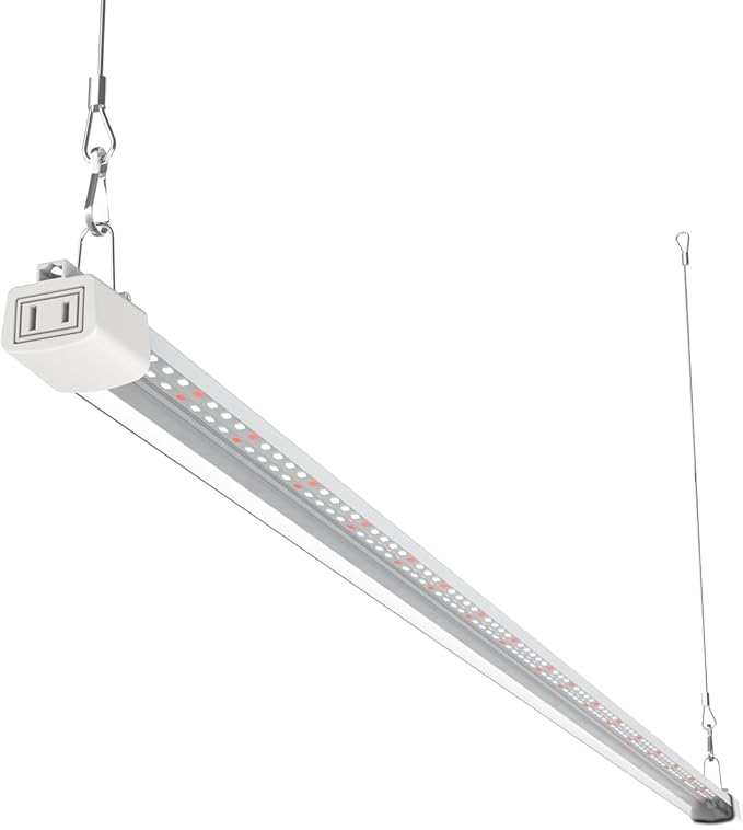 LED Grow Light 4FT Full Spectrum Compact Linkable Lighting Fixture for Indoor Greenhouse Year Round Plant Seedlings, Essential Grow Slim Hanging Suspended Strip