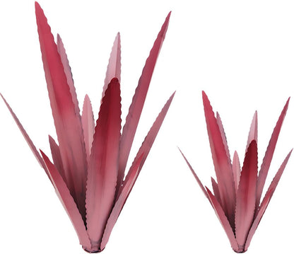 EROCK 2 Pcs Tequila Rustic Sculpture, Wind Resistant Metal Agave Plant Outdoor Home Decor, DIY Rustic Hand Painted Metal Agave Garden Art Plant Country Sculpture Statue Patio Stake Lawn Ornament Gift