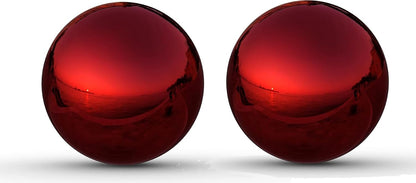 Lulu Decor, 2 pcs Red Stainless Steel Gazing Mirror Ball Size 12, Smooth Reflective Shiny Garden Decoration Globe (2 Pc)