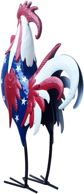 Rooster Statue Creative Chicken Animal Sculpture Garden Decoration Metal Yard Art for Patio Lawn Backyard Outdoor Indoor Decoration