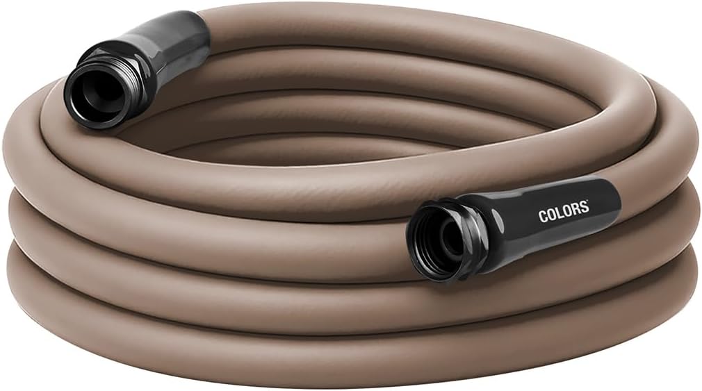 Flexzilla Colors Garden Hose 5/8 in. x 25 ft., Lightweight All-Weather Water Hose, Durable and Flexible, Leak-Free Connections, Brown Mulch