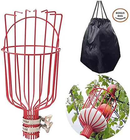 COCONUT Fruit Picker Tool, 5FT Fruit Picker with Basket Adjustable Long Handle, Easy to Assemble & Use Fruits Catcher Tree Picker for Getting Fruits - Ideal for Low & Medium Height Fruit Harvesting