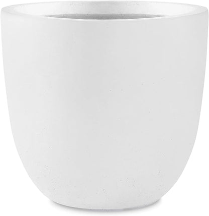 Kante 18 Inch Dia Round Concrete Planter, Indoor Outdoor Large Plant Pot with Drainage Hole and Rubber Plug for Home Patio Garden, Pure White