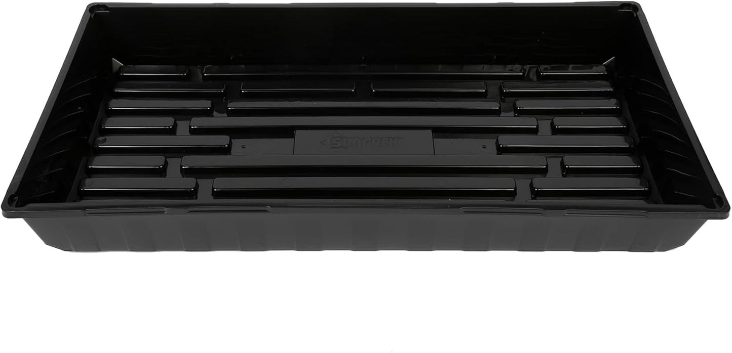 SUNPACK 10" x 20" Mega Plastic Seed Starting Tray, Black, 2.5" - No Drainage Holes, Ideal for Greenhouses or Indoor Gardening - Made of Thick, Strong Plastic