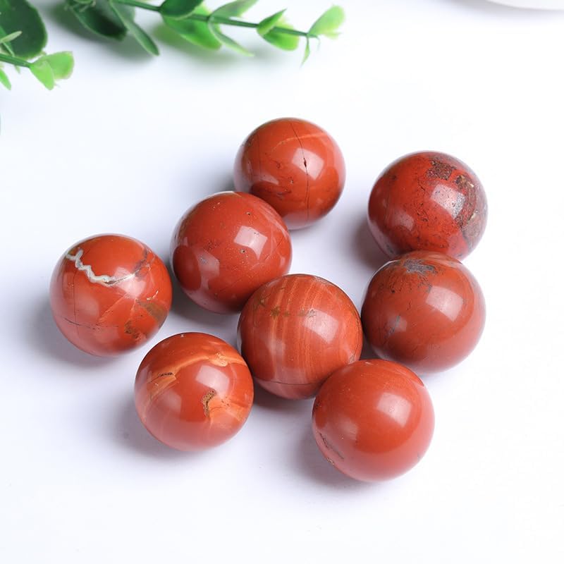 5-6CM/1.97-2.36inch Magical Natural Red Jasper Stone Ball Quartz Crystal Mineral Reiki Treatment Home Office Degaussing Decoration Collection Gem(Red Jasper, 50-60mm)