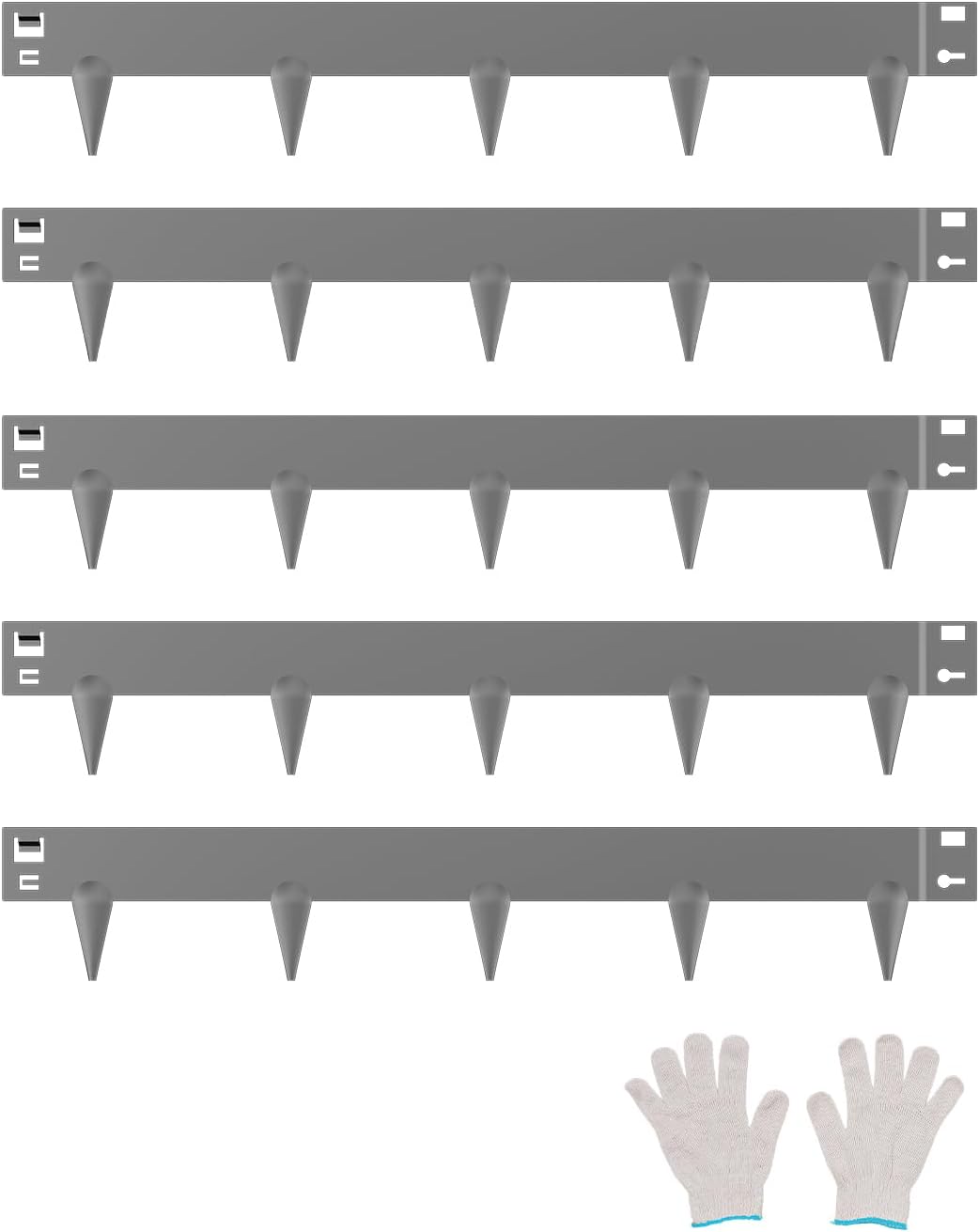 VEVOR Steel Landscape Edging, 5 Packs 39 x 3 in Rust-Resistant Metal Landscape Edging, Bendable Garden Edging Border, Heavy Duty Lawn Edging, Easy-to-Install, Flower Bed Yard Pathway Divider Dark Gray