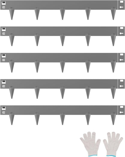 VEVOR Steel Landscape Edging, 5 Packs 39 x 3 in Rust-Resistant Metal Landscape Edging, Bendable Garden Edging Border, Heavy Duty Lawn Edging, Easy-to-Install, Flower Bed Yard Pathway Divider Dark Gray