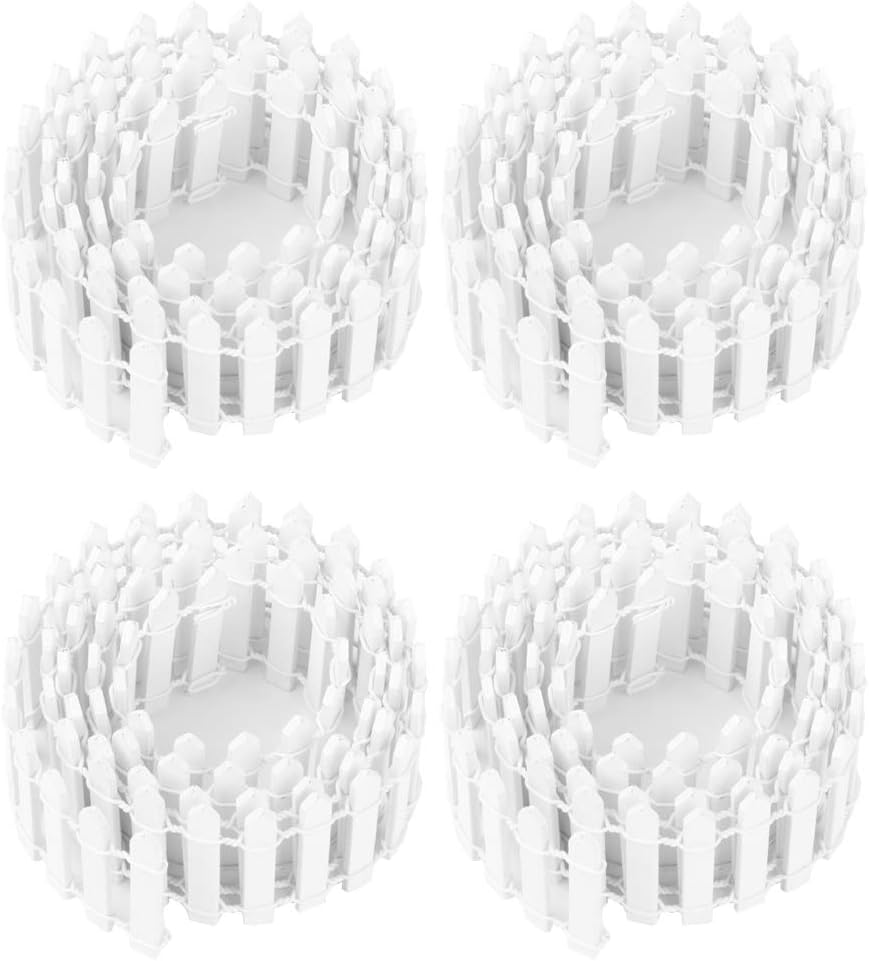 35 Inches Long Miniature Fairy Garden Fence Mini Wood Picket Fence Decorative Fence for Succulent Plant Pot DIY Diorama Project Height 2 inch 4-Pack (White)