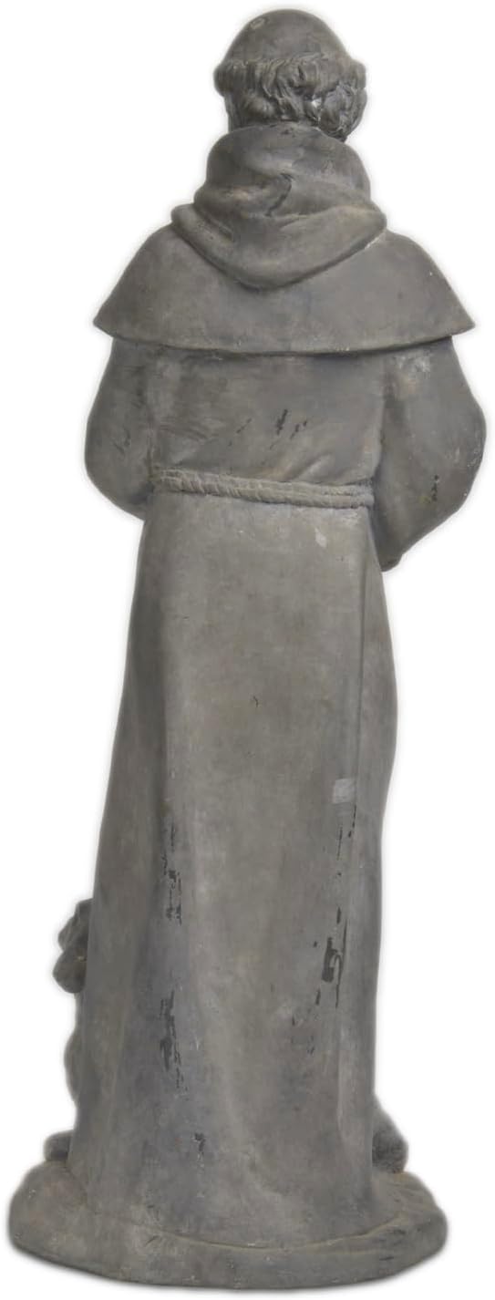 Newman House Studio Vintage St Francis Garden Statue - 15.2 Inch Resin Patron of Animal Figurine Saint Francis Sculpture with Sheep for Garden Decor