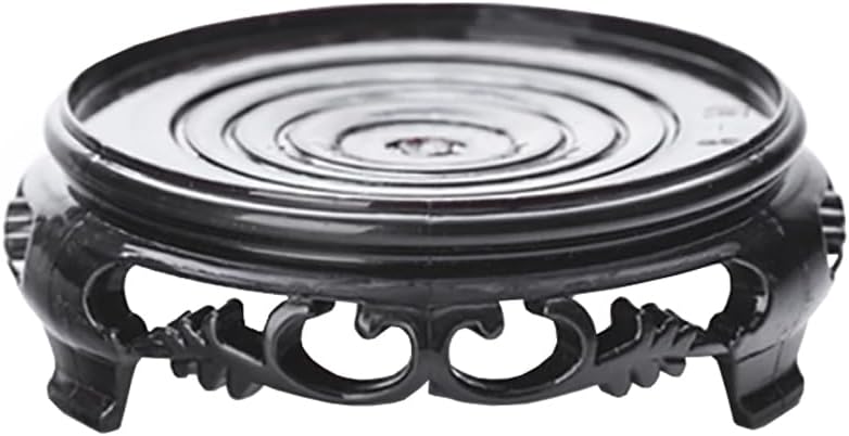 GOLDY&WENDY Round Black Imitation Wood Resin Base Handmade Waterproof Stable Home Decoration Pedestal Vase Lamp Teapot Display Stand