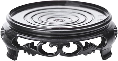 GOLDY&WENDY Round Black Imitation Wood Resin Base Handmade Waterproof Stable Home Decoration Pedestal Vase Lamp Teapot Display Stand