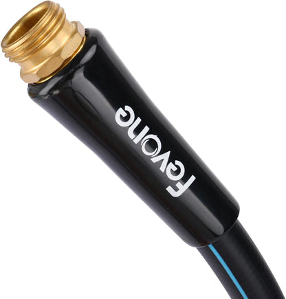 Fevone 50 ft x 5/8" Heavy Duty Garden Hose, Kink-Free Hybrid Polymer Water Hose, Lightweight Outdoor Hose with 3/4" Brass Fittings, Leak-Free Connection, All Weather Flexible