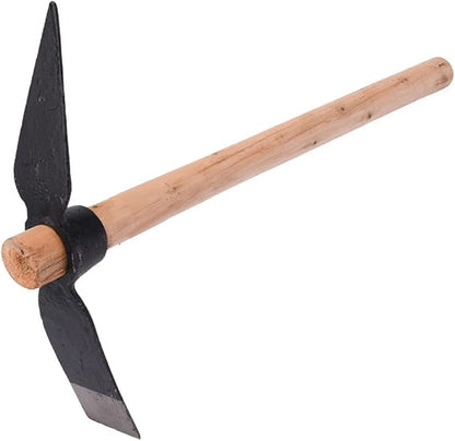 Garden Pick Mattock Hoe, 15.7" High Carbon Steel Dual-Use Tool with Wood Handle for Digging Weeding Soil Cultivation Gardening Farming‌