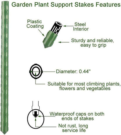 6Ft 72inch Garden Stakes Sturdy Plant Sticks Support Tomato Stakes for Vegetable,Pack of 20