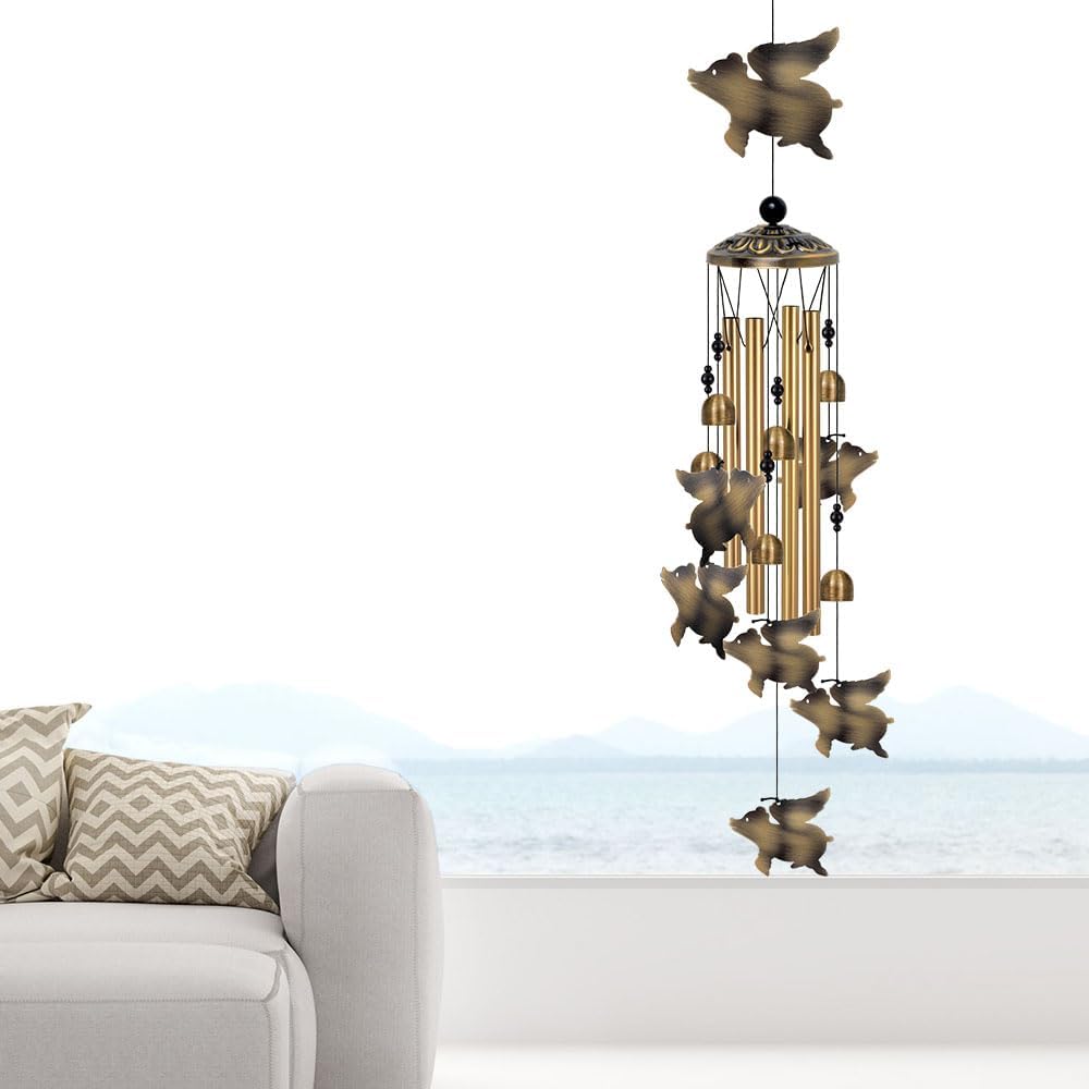 Flying Pigs Wind Chimes Decor, Mobile Blessing Wind Bells Decorate, Sympathy Wind Catcher, Memorial Gifts for Mom, Grandma, Woman (Housewarming/Outside/Indoor/Home/Room/Porch/Yard/Garden Decoration)