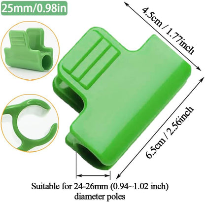 15pcs Greenhouse Clamps, 25mm Garden Hoops Clips Green Film Row Cover Netting Tunnel Plant Frame Shading Netting Rod Clip for Fixing Greenhouse Frame Shelters Garden Net (24-26mm Poles)