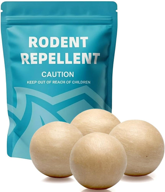 Rodent Repellent, Mouse Repellent, Mice Repellant Indoor, Rat Deterrent, Keep Mice Out of Garage/Car/Shed/Cabin, Peppermint Balls for Outdoor Use, Safe and Easy-4Pcs