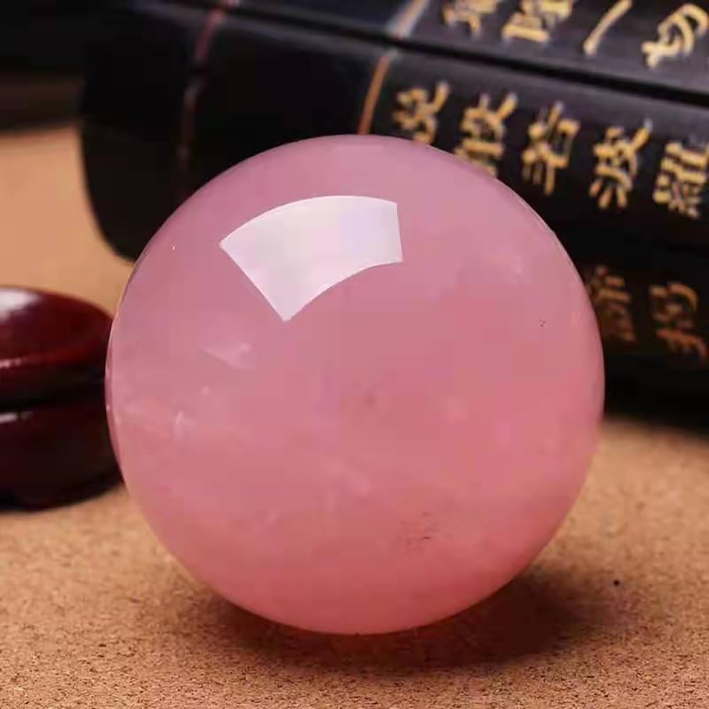 4-5CM/1.58-1.97inch Natural Pink Crystal Ball Labradorite Sphere Moonstone Stone Crafts Polished Decorative Sphere Reiking Healing Crystals Ball Stone Fengshui Home Decoration (40-50mm, Pink Crystal)