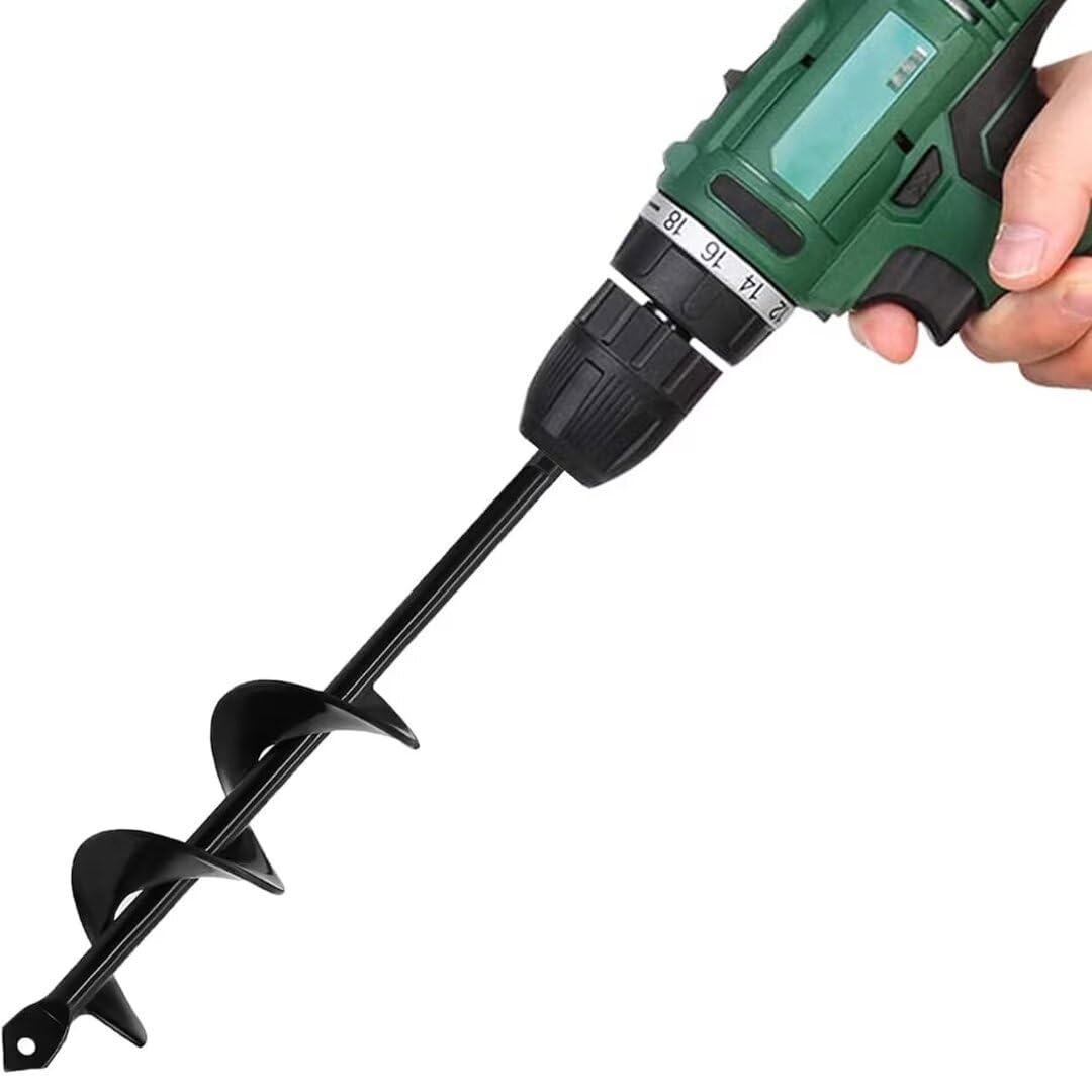 Garden Auger Post Hole Digger 1.6 x 16.5 in Long Handle Bulb Planter Tool Solid Shaft Extend Spiral Planting Auger Drill Bit for Planting Bulbs Seedlings，Digging Holes Deep Cultivating