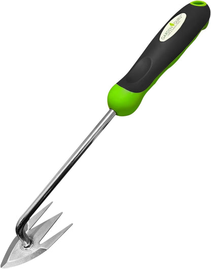 Garden Guru Root Weeder Tool with Ergonomic Handle - Stainless Steel Weed Puller for Planting, Weeding, Flower and Vegetable Care in Lawn Garden Yard | Rust Resistant (4 Pack)