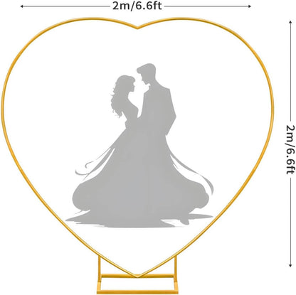 Heart Shape Wedding Metal Arch Backdrop Gold Flower Balloon Arbors Stand for Wedding Birthday Party, Graduation Decorations and Baby Shower 2M