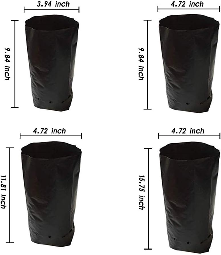 100 PCS Thicken Plastic Nursery Bags for Plants Fruit Flower Grow Bags Seedling Pots (6.69x11.81 in)