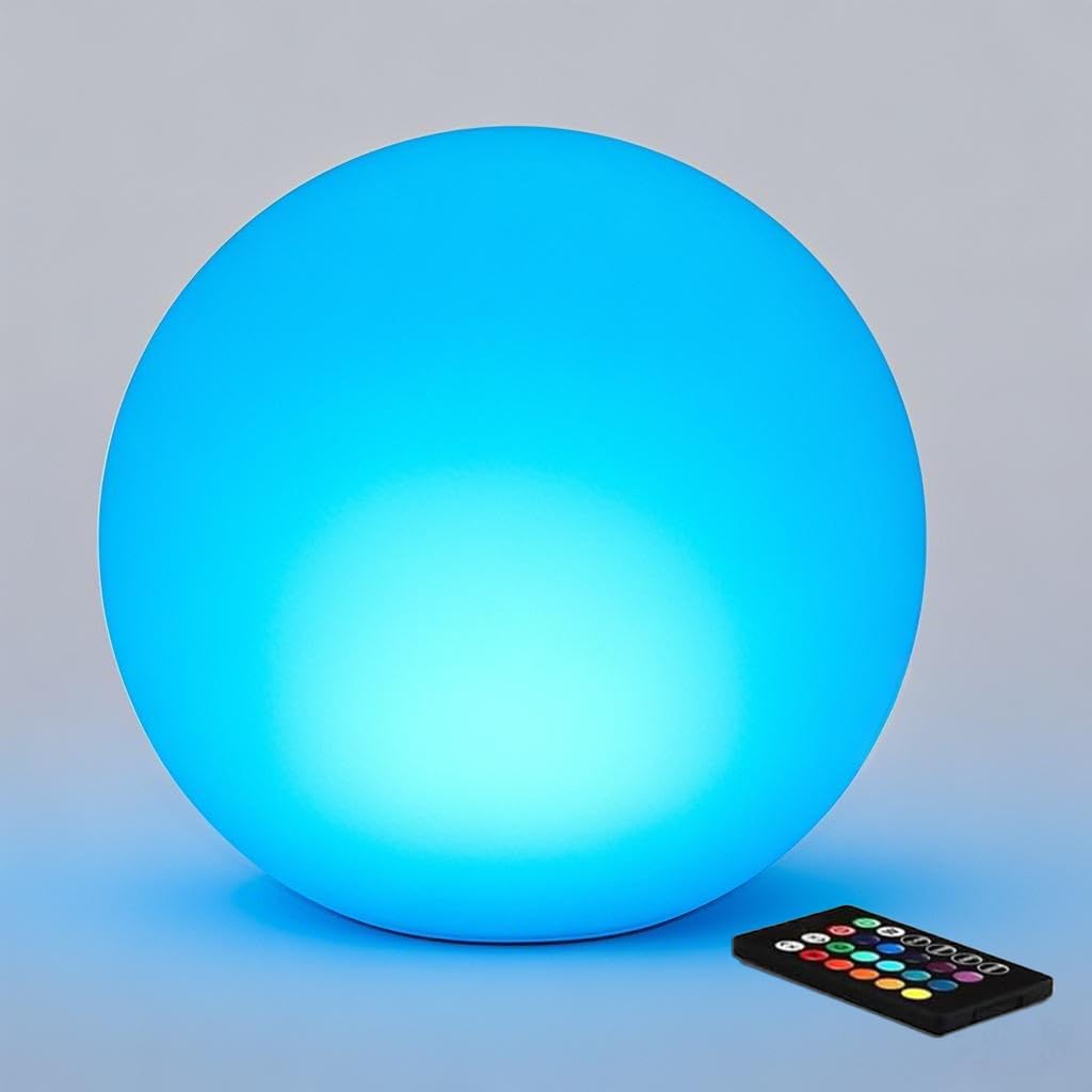 12-inch Dimmable Solar Globe Light, RGB 16 Color Changing Large Glowing Orb Light w/Remote, Waterproof Outdoor Solar Ball Lights with Ground Stake, Perfect for Backyard Garden Poolside
