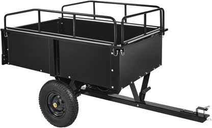 GarveeLife 750 LBS Heavy Duty Steel Dump Cart, 15 Cubic Feet Garden Utility Trailer with Removable Sides,Hand Pull or Foot Pedal Dump Cart for ATV, UTV, Lawn Mowers and Tractors