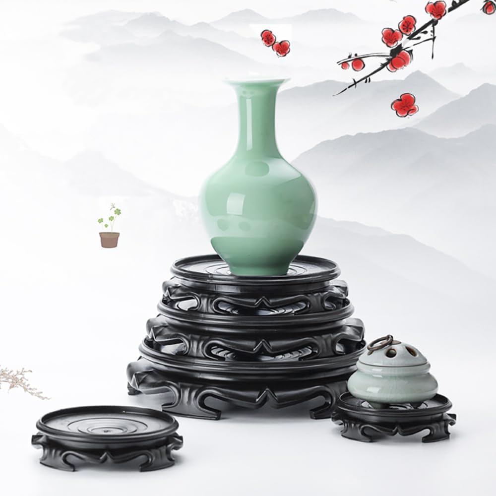 GOLDY&WENDY 7.4 Inch Round Vase Planter Display Stand Handmade Oriental Home Decoration Base Pedestal