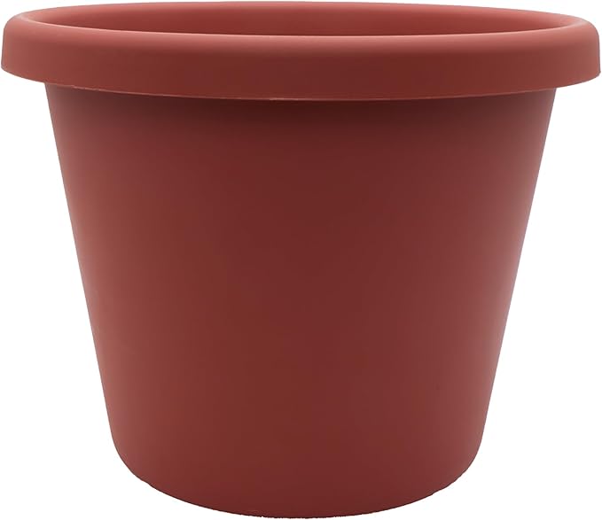 The HC Companies 17 Inch Round Classic Planter - Plastic Plant Pot for Indoor Outdoor Plants Flowers Herbs, Clay Color