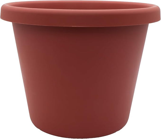 The HC Companies 14 Inch Indoor Outdoor Classic Durable Plastic Flower Pot Container Garden Planter with Rolled Rim and Drainage Holes, Terra Cotta