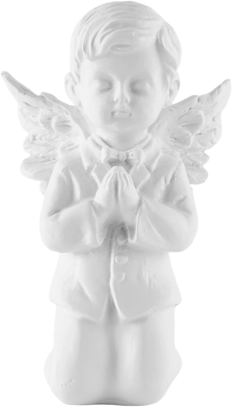 White Kneeling Praying Angel Statues, Handmade Resin Craft Home Decor, Indoor & Outdoor Angel Ornaments, Wedding Table Decor, Ideal Blessing Gift for Parents and Friends
